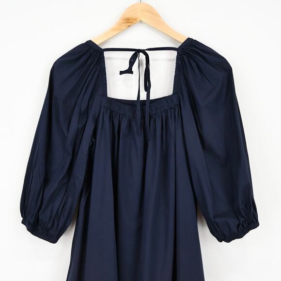 NWT Madewell Square-Neck Puff-Sleeve Babydoll Mini Dress In Navy Blue Size 6 - Picture 6 of 8